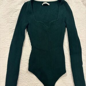 Abercrombie & Fitch Dark Green Ribbed Bodysuit